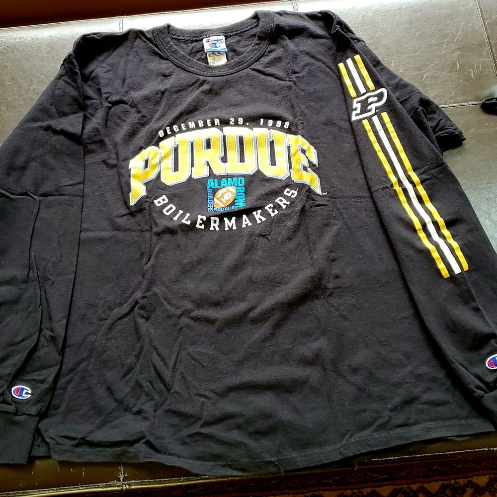 Champion Black Purdue Boilermakers Long-Sleeve Tee with Yellow Accents